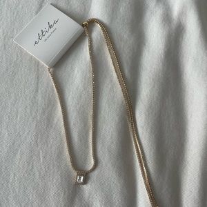 Ettika minimal crystal 18k gold plated adjustable necklace